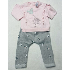Girls Disney Baby Matching Set 12 Months Pink Gray Minnie Mouse